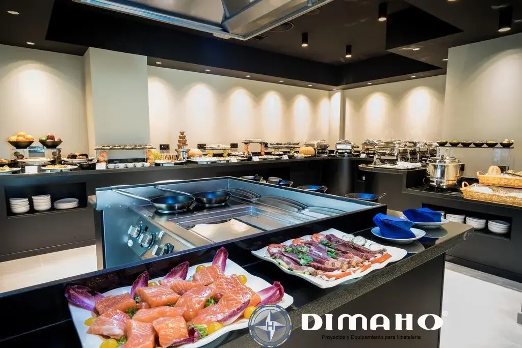 Instalación de buffet y show cooking en un hotel de Torremolinos